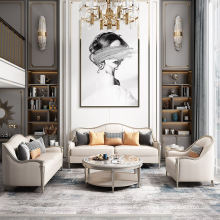 Combinação de sofá de couro americano de luxo leve
